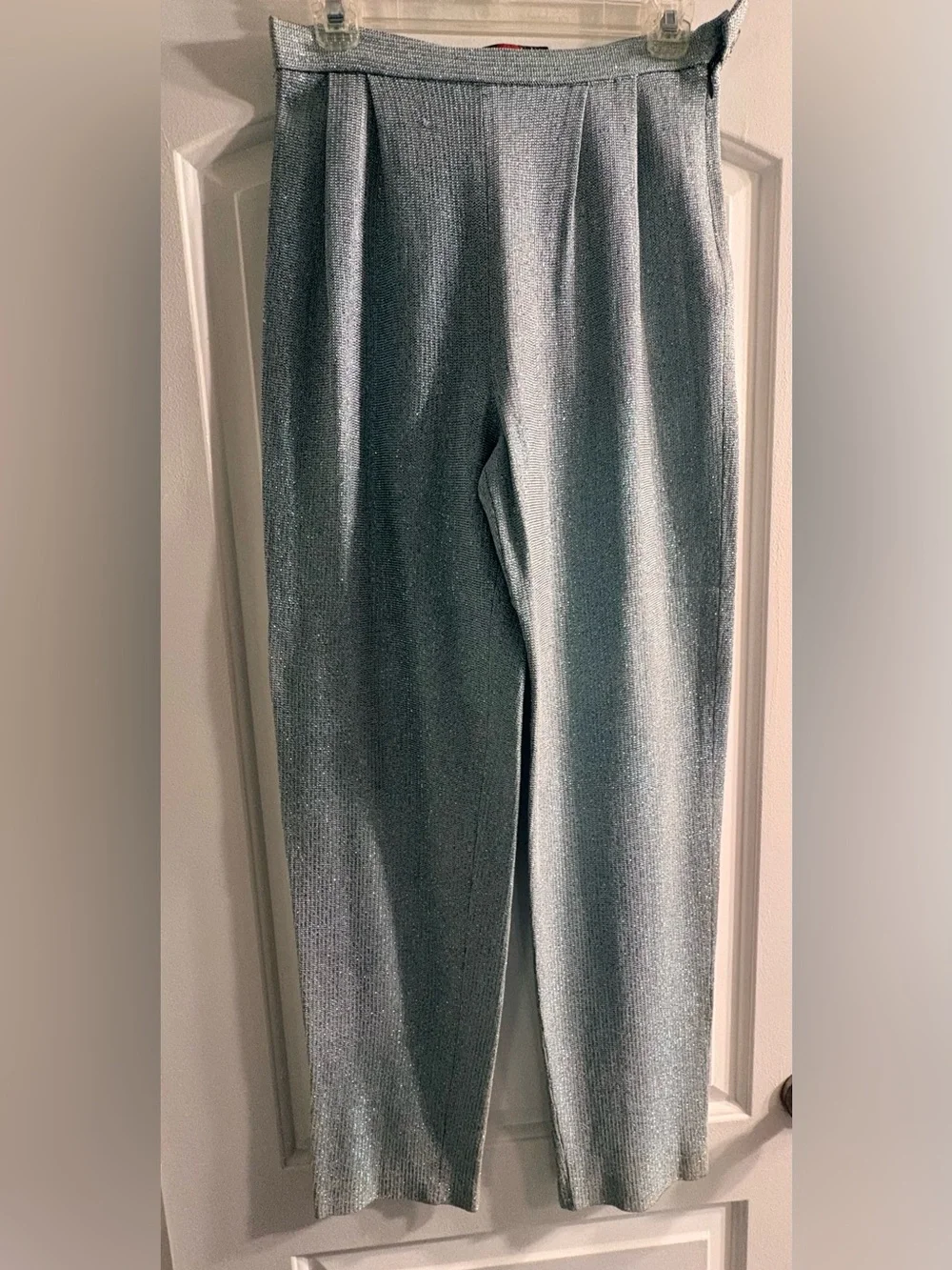 Elegant Lace Knit Trousers Set in Dusty Seafoam